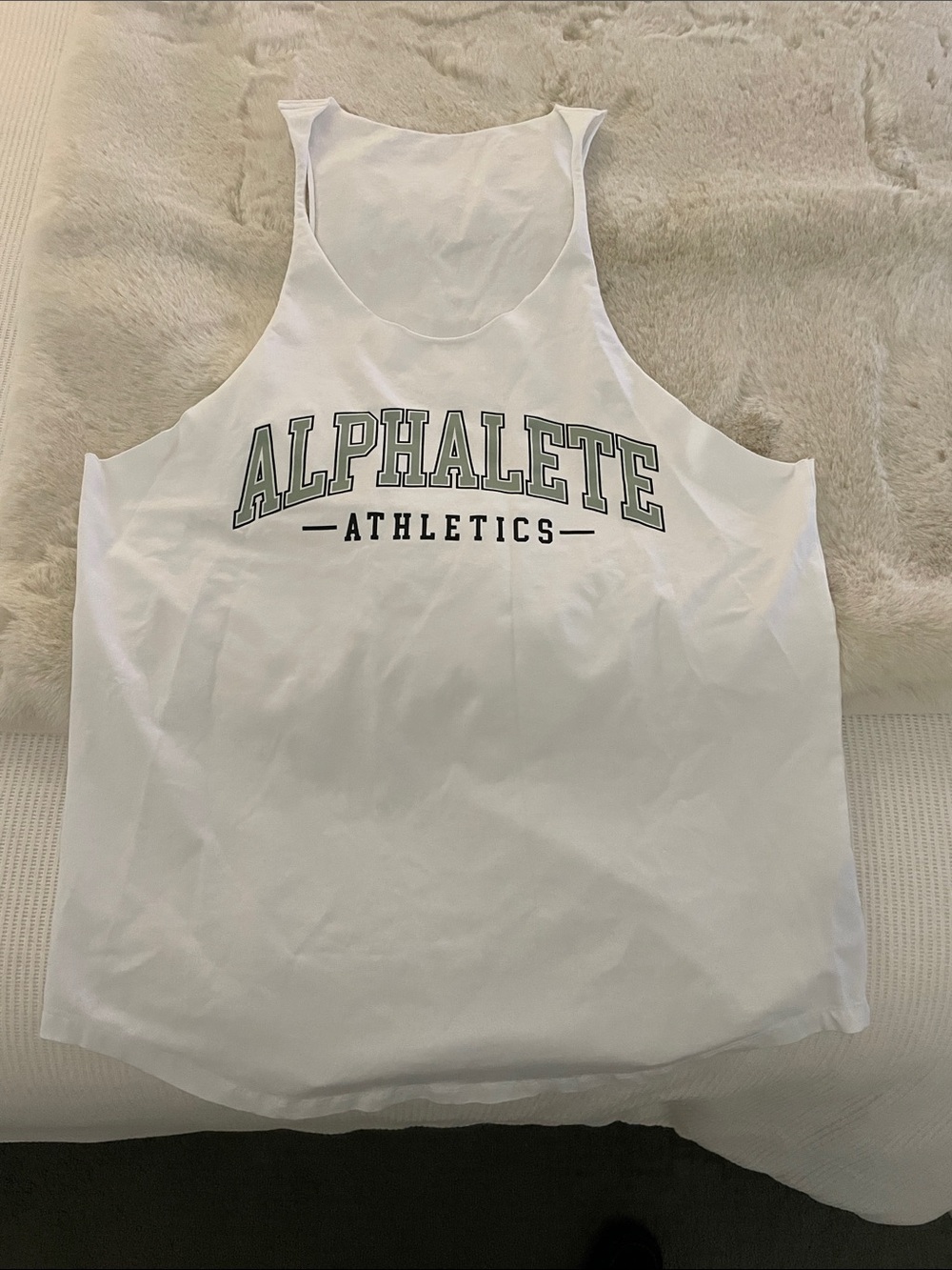 Men’s Large Alphalete White Tank with Collegiate Logo